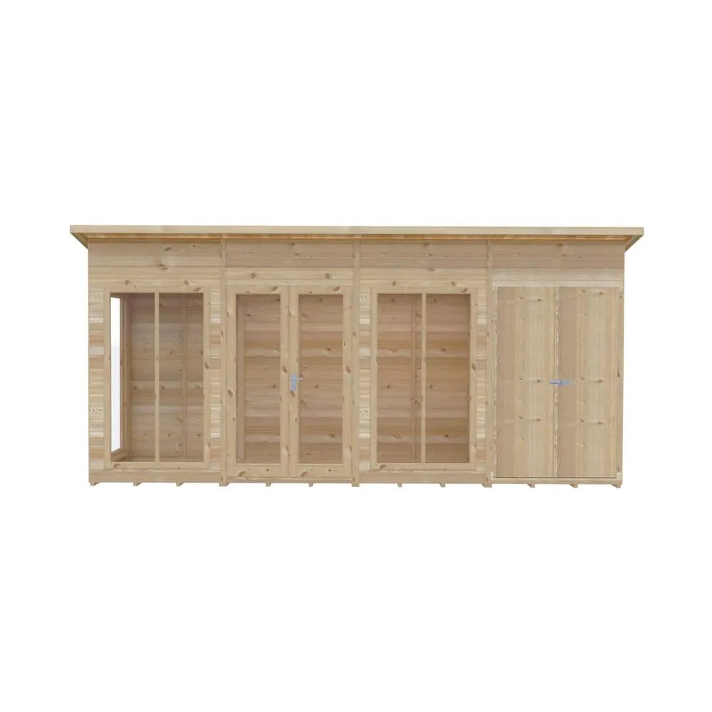 Shires Lela 16x4 Summerhouse including Storage - L125.8 x W476 x H229.9 cm in Light Brown