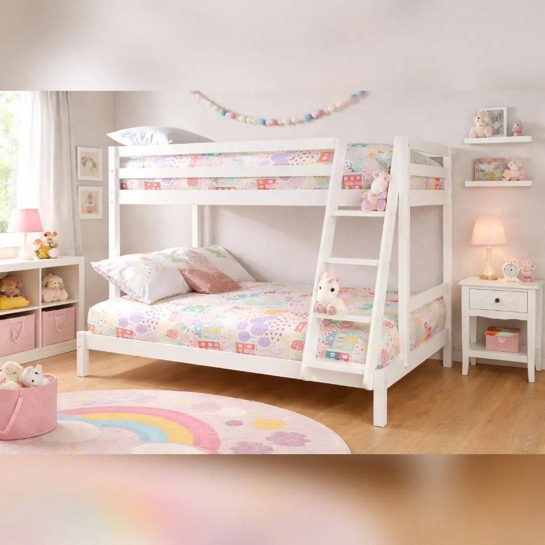 Comfy Living Ltd Wooden Triple Bunk 3ft/4ft In Various Colours in White