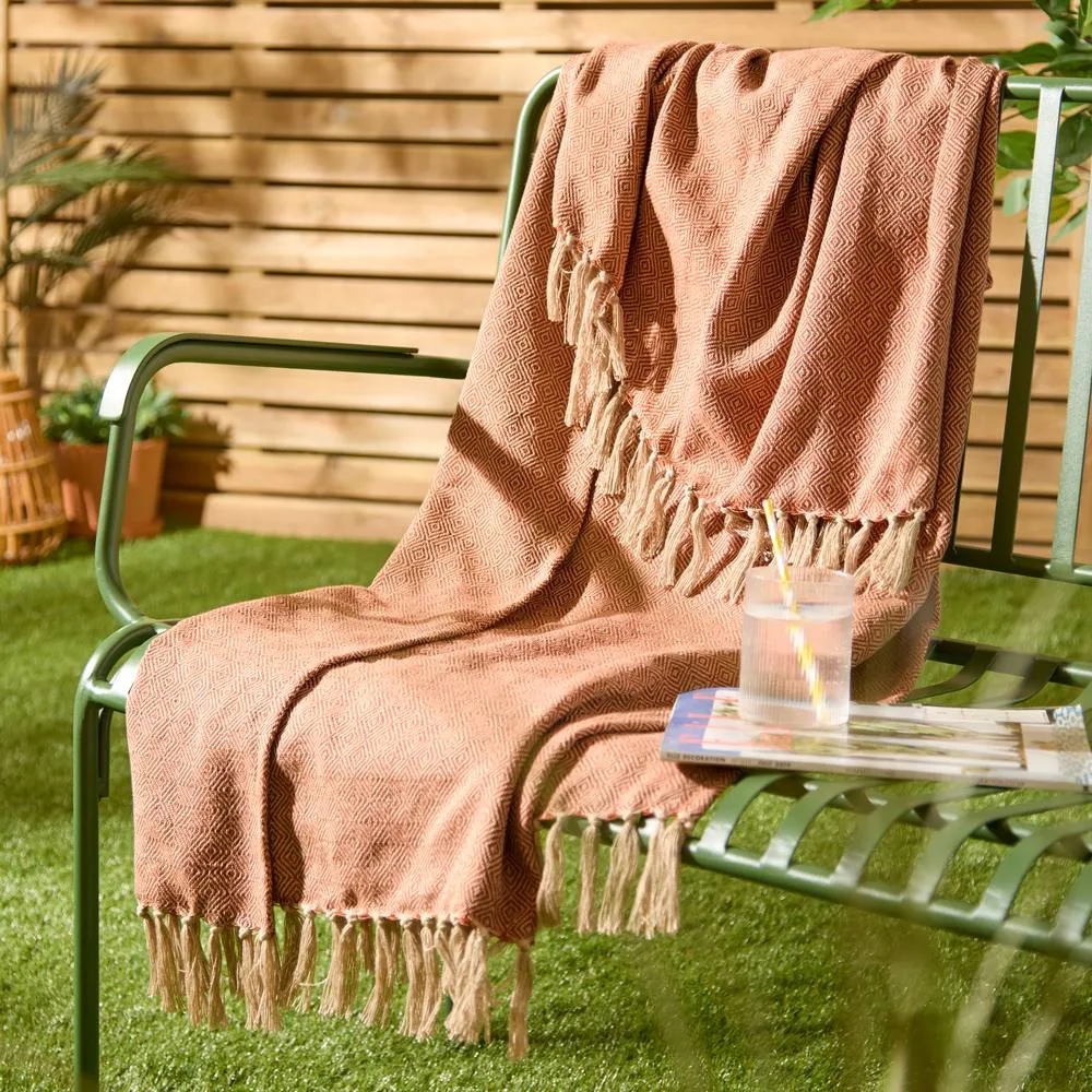 Furn Dessa Woven Indoor/Outdoor Throw in Terracotta