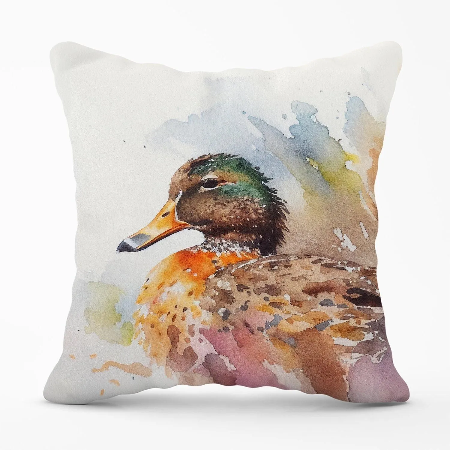 Warren Reed - Designer Mallard Watercolour Outdoor Cushion in Brown