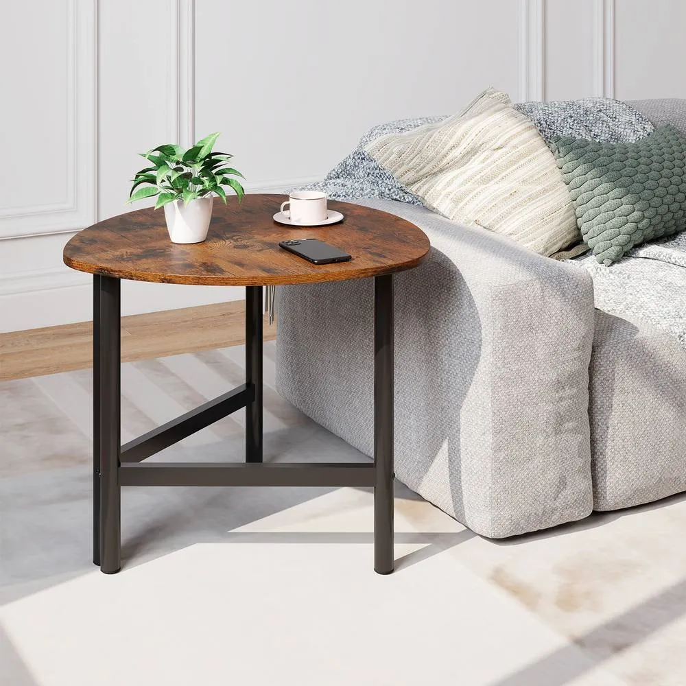 Costway Industrial Coffee Table Sofa Side Table Wooden Cocktail Center Table in Brown 6