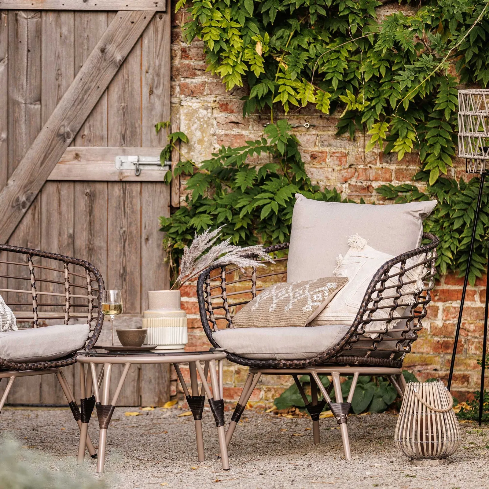 Bergamo Bistro Set, Rattan, Brown | Barker & Stonehouse