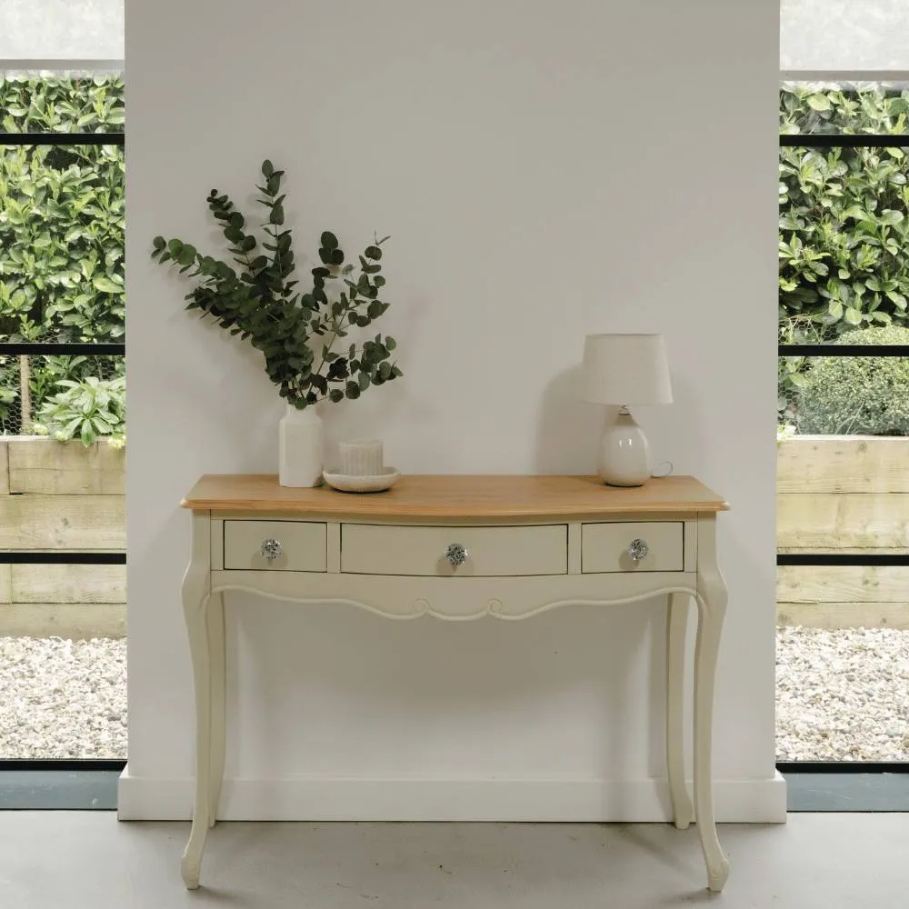 Statement Furniture Juliette Vintage Chic Dressing Table with Crystal Handles in Ivory
