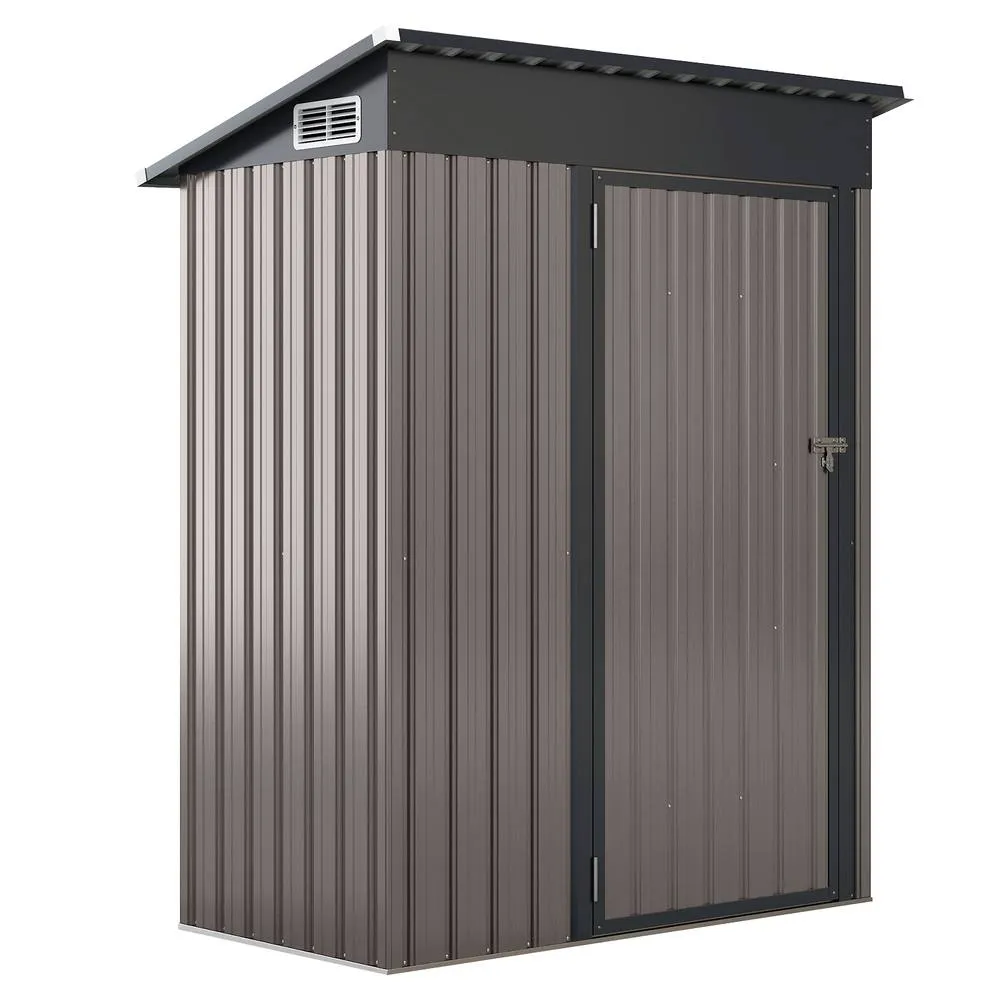 Costway All-Weather Storage Shed Utility Tool House Top Sloping Design-Warm in Grey