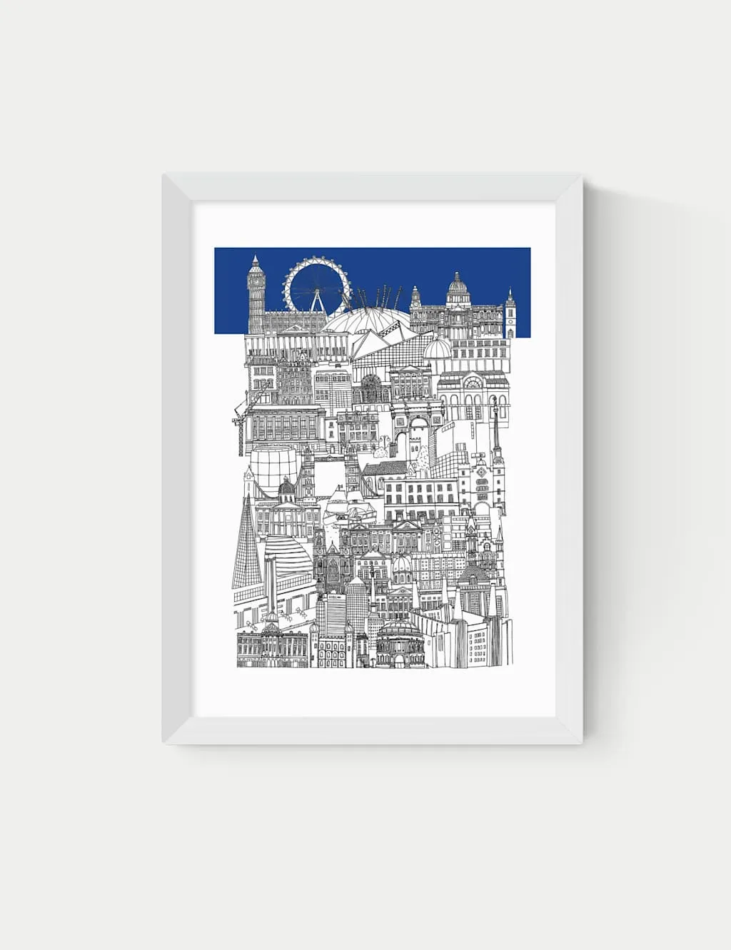 East End Prints London Blue Framed Art Print White