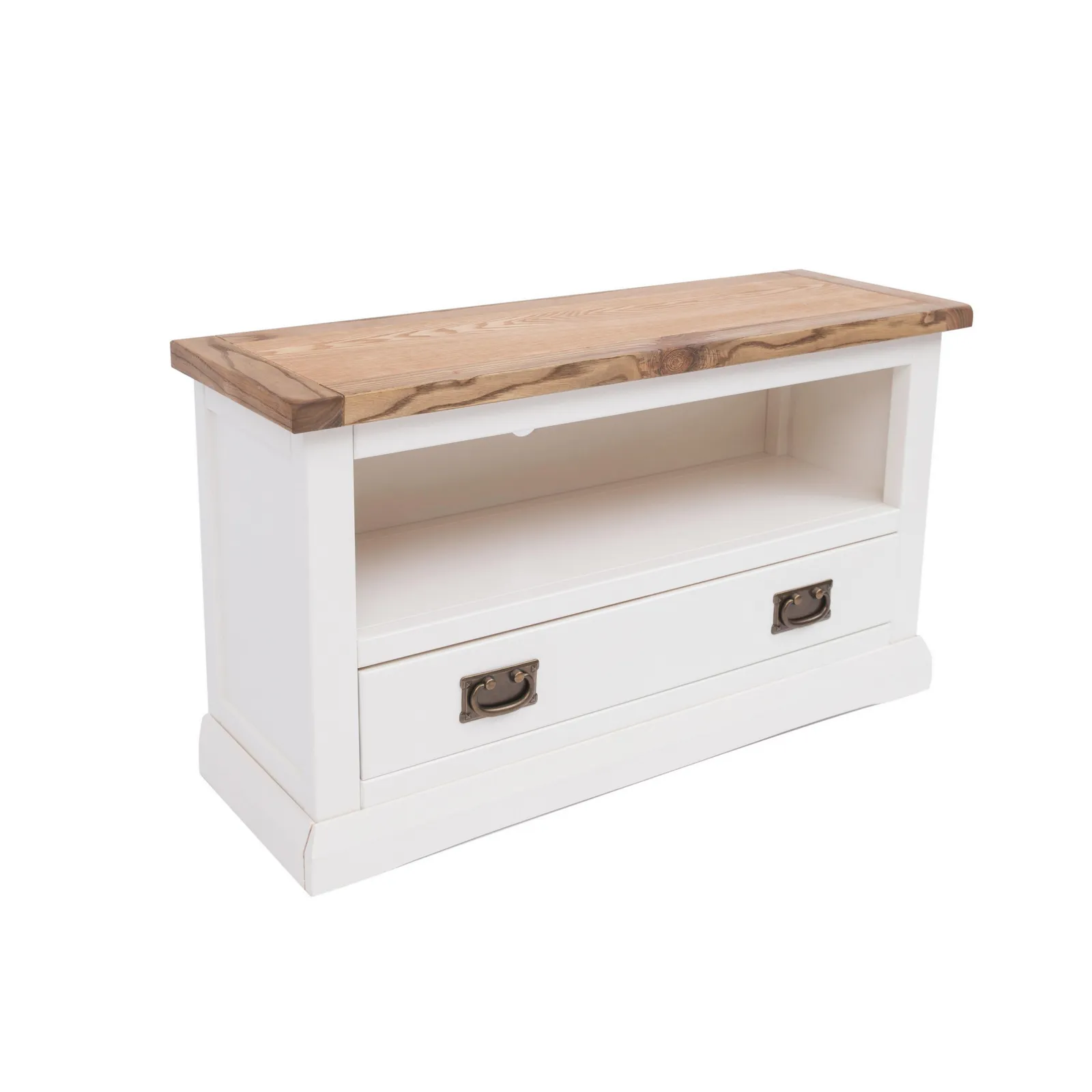 Cabinet Bits Cosenza Off-White 1 Drawer TV Cabinet Brass Drop Handle 3