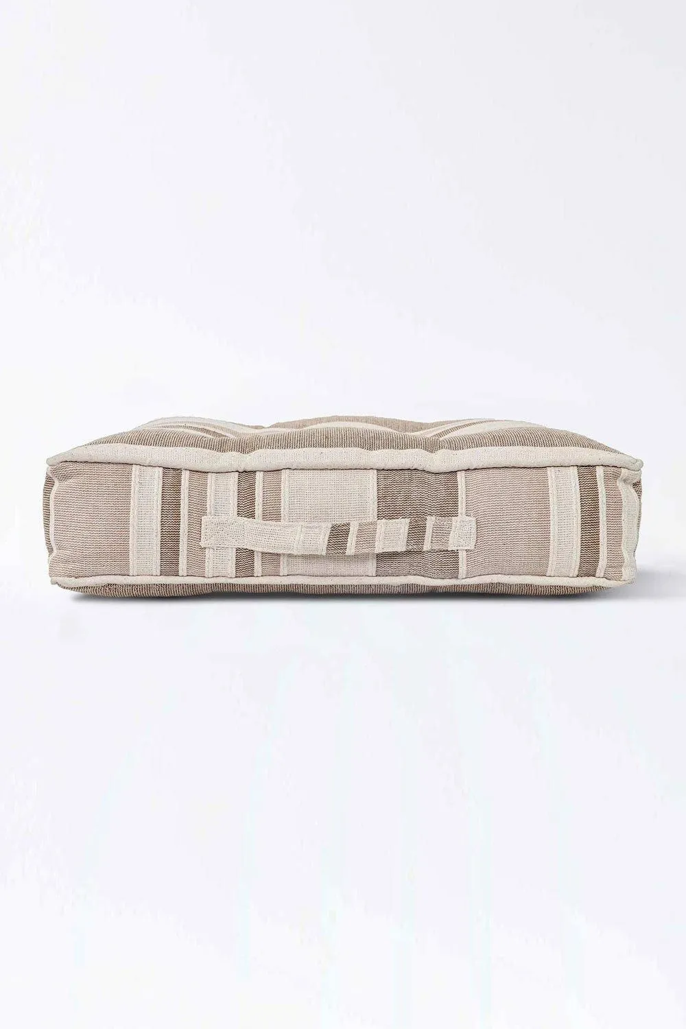 Homescapes Morocco Striped Cotton Floor Cushion in Beige 5