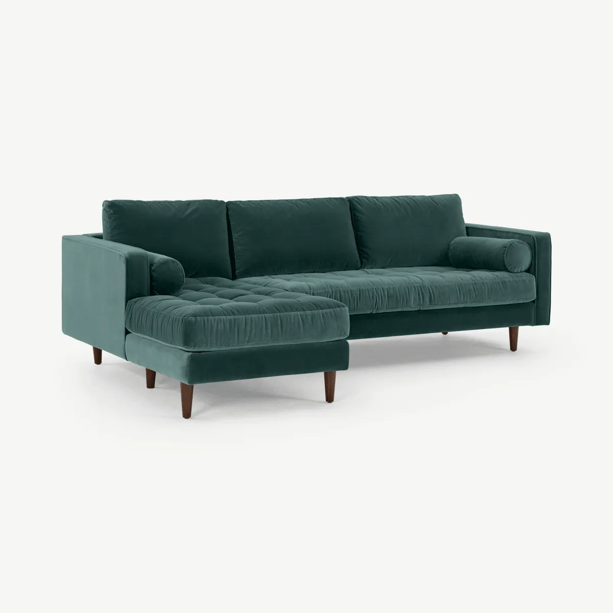 Scott 4 Seater Left Hand Facing Chaise End Corner Sofa, Petrol Cotton Velvet
