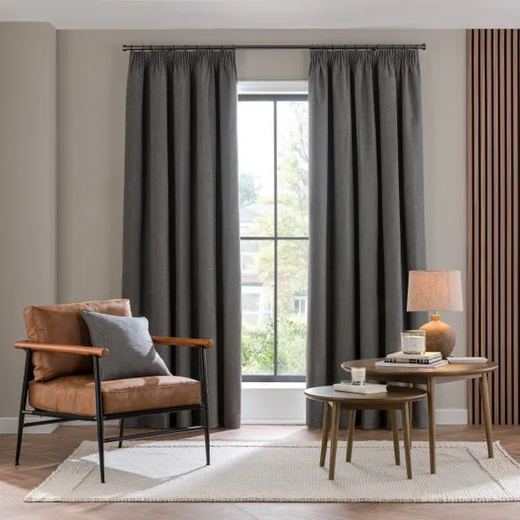 Luna Brushed Pencil Pleat Curtains (Blackout Available) 2