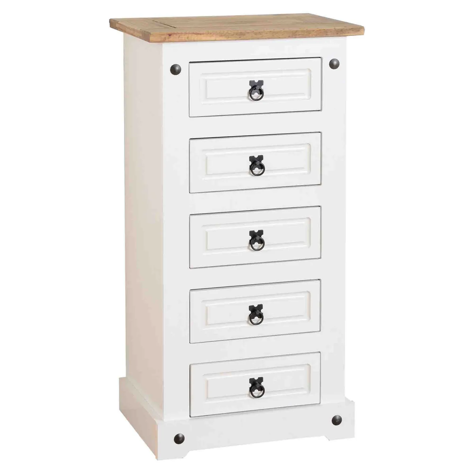Corona 5 Drawer Narrow Chest White