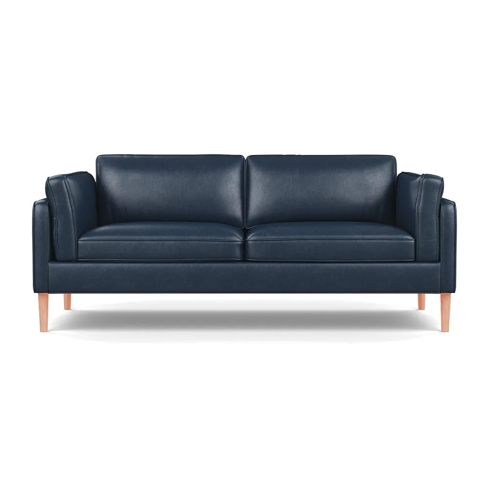 Heal's Sonno 3 Seater Leather Stonewash Navy Blue 279 Natural Feet 1