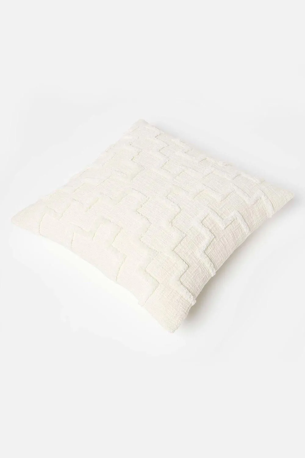 Homescapes Geometric Tufted Cotton Cushion in Natural 5