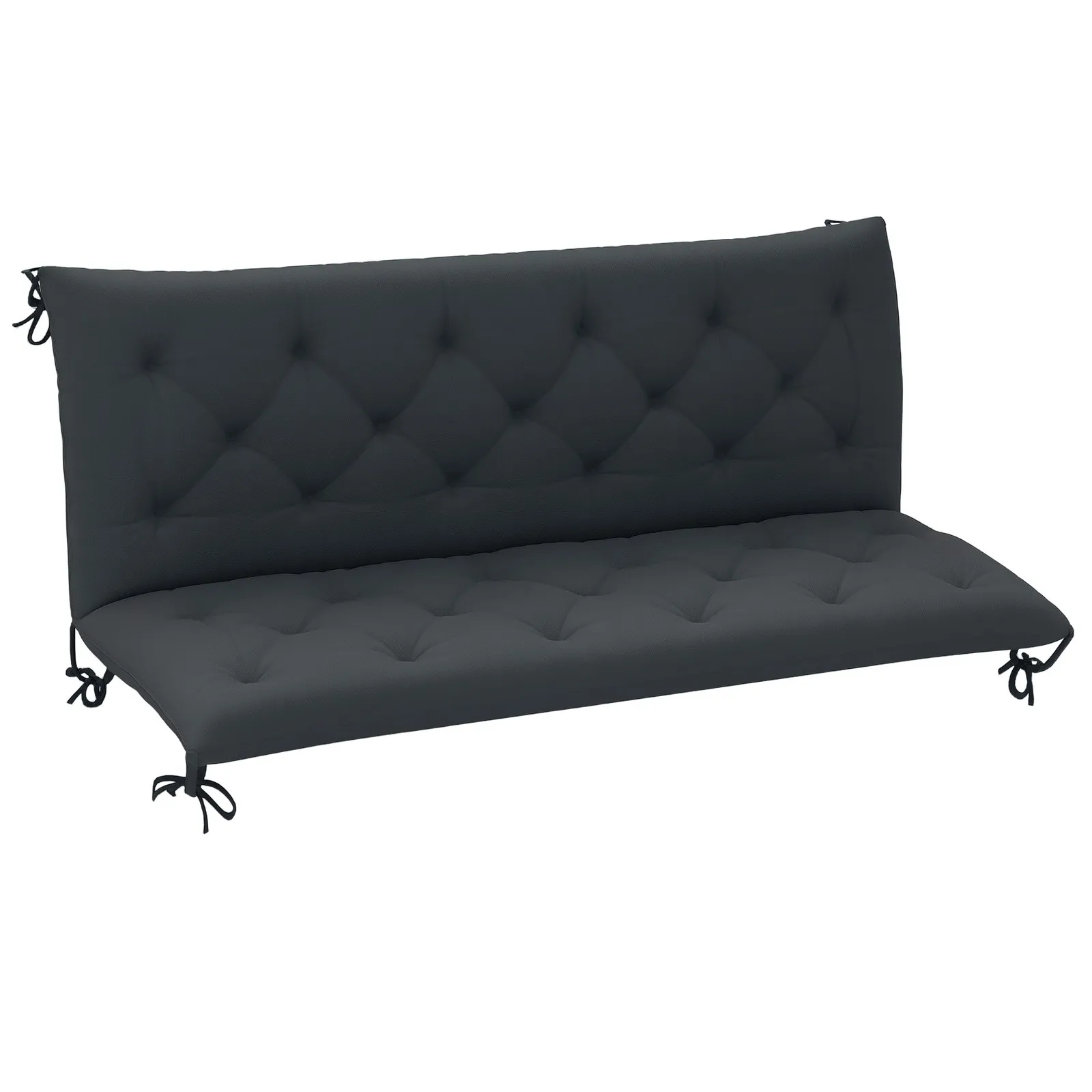 OUTSUNNY Garden Bench Cushion Outdoor Seat Pad with Ties in Black 2