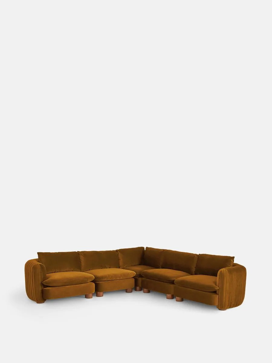 Vivienne Modular Corner Sofa, Velvet Mustard