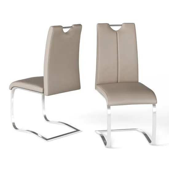 Gabi Taupe Faux Leather Dining Chair In A Pair