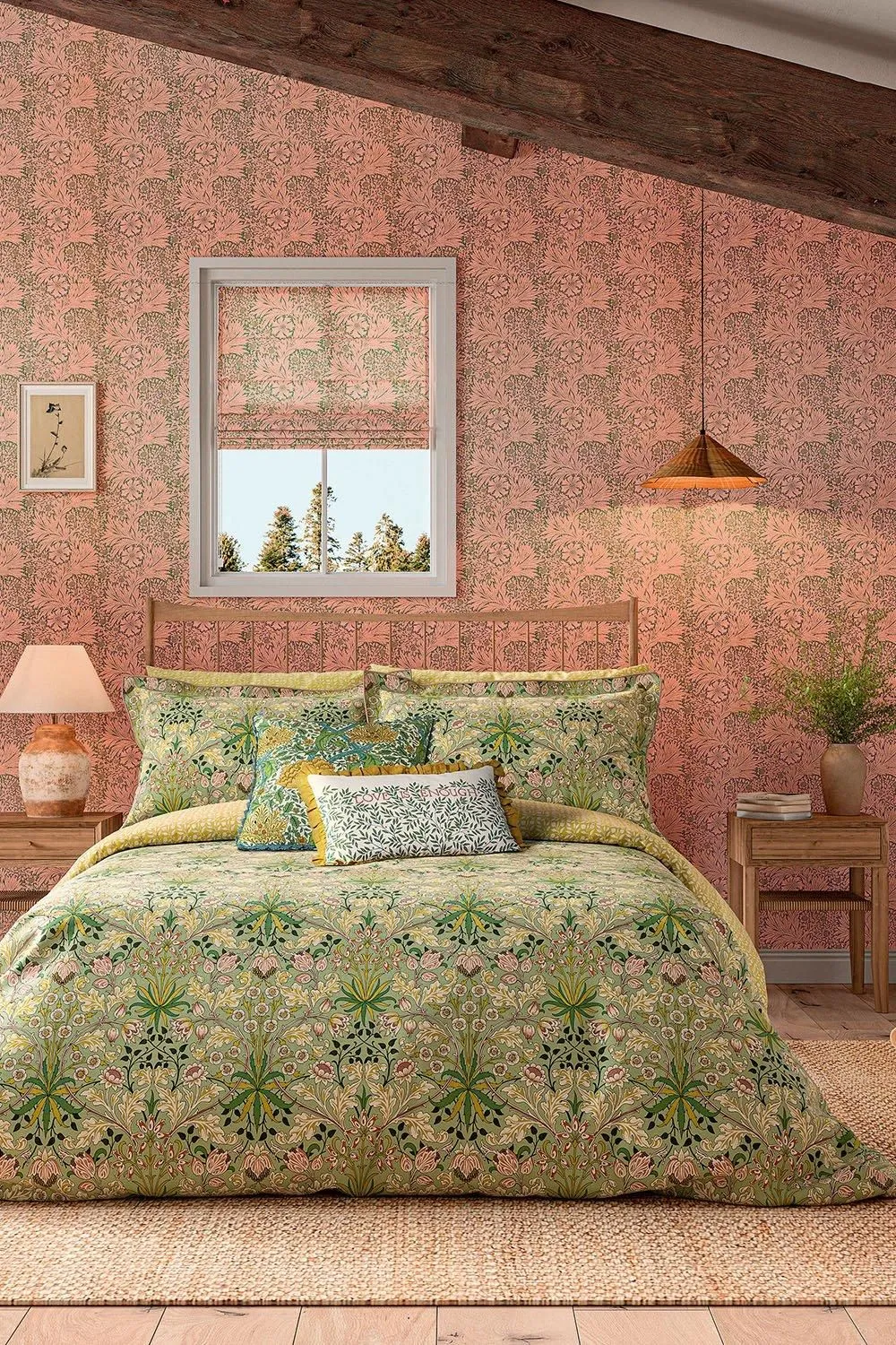 Morris & Co 'Hyacinth' Duvet Cotton Cover Set in Green
