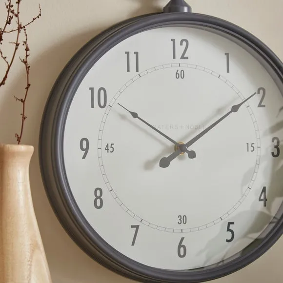 Pewter Vintage Pocket Watch Indoor Outdoor Wall Clock 2