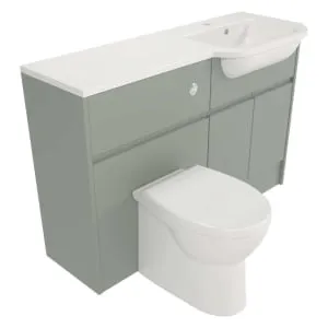 Deccado Clifton Willow Green Fitted Vanity & Toilet Pan Unit Combination with RH Basin - 1200mm
