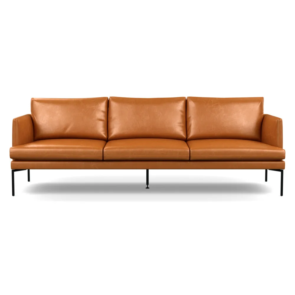 Heal's Matera 4 Seater Sofa Leather Stonewash Toffee 277 Black Feet 1