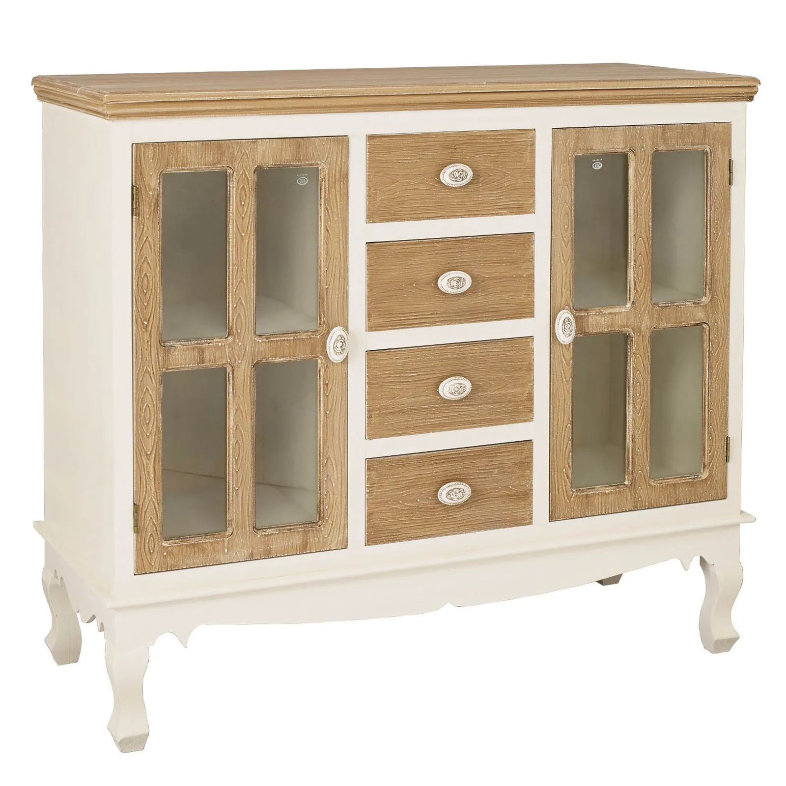 Juliette Sideboard with Glass White and Brown