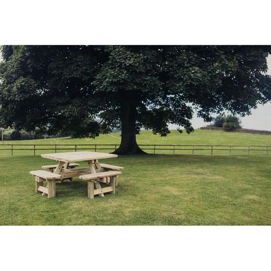 Churnet Valley Garden Furniture Ltd Square Table Sits 8, Wooden Furniture - Minimal Assembly Required in Brown 2