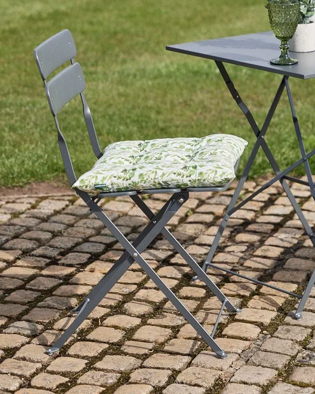 Dibor Set of 4 Green Leaf Print Cotton Outdoor Garden Chair Seat Pad Cushions L40cm x W40cm 3