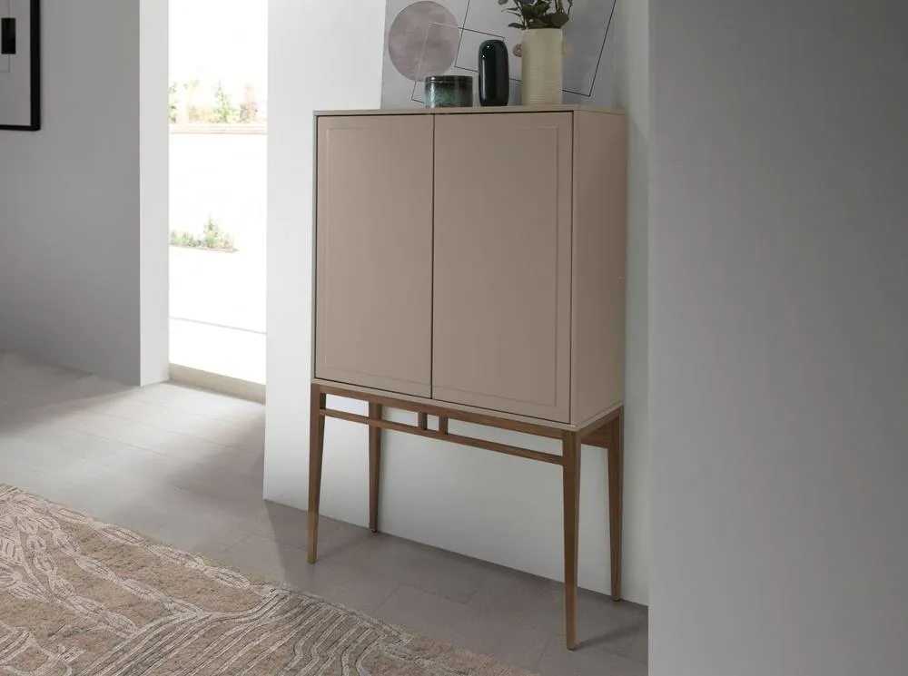 Angel Cerda High Sideboard, Walnut & Beige, 90 x 40 x 150 cm in Beige 3