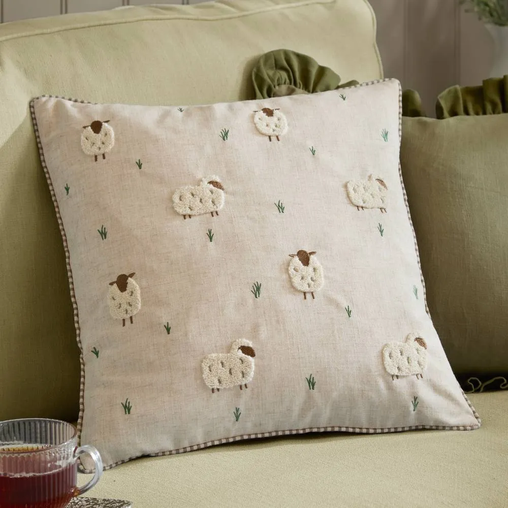 Wylder Ramble Sheep Tufted Cushion in Off-White