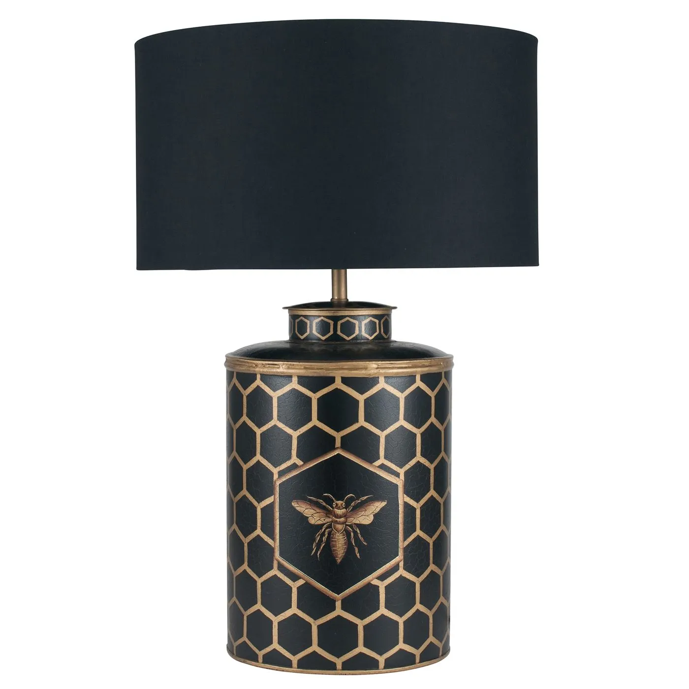 Black Honeycomb Table Lamp, Metal