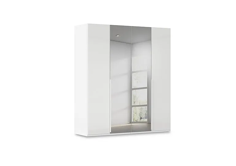 Haven 201cm 4 Door Hinged Wardrobe with 2 Glass and 2 Mirror Doors