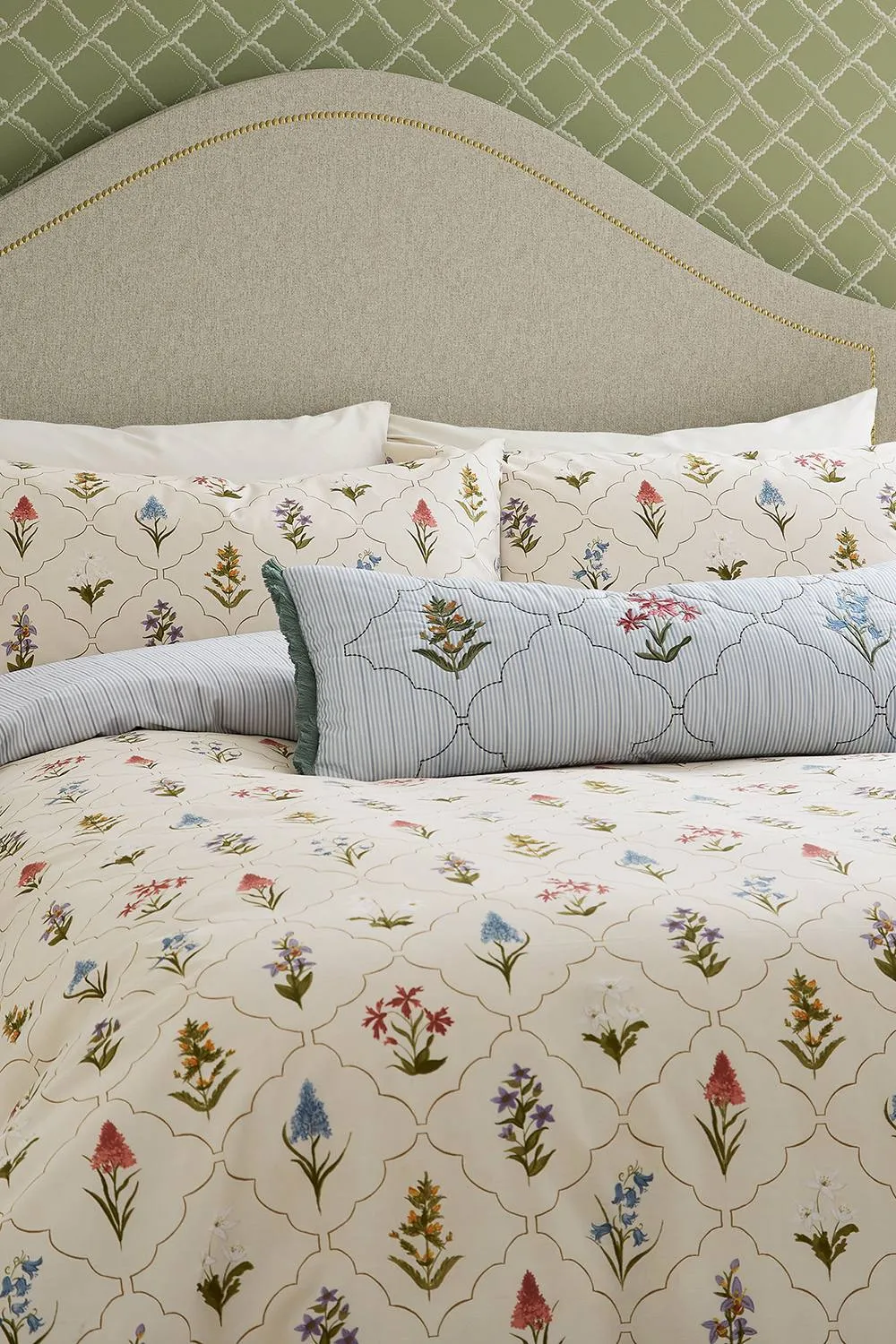 Sanderson 'Spring Meadow' Cotton Cushion in Light Blue 2