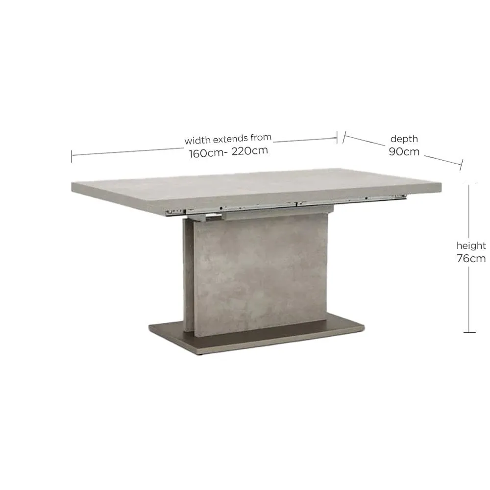 Halmstad Extending Dining Table 160Cm, Grey Concrete Effect | Barker & Stonehouse 4