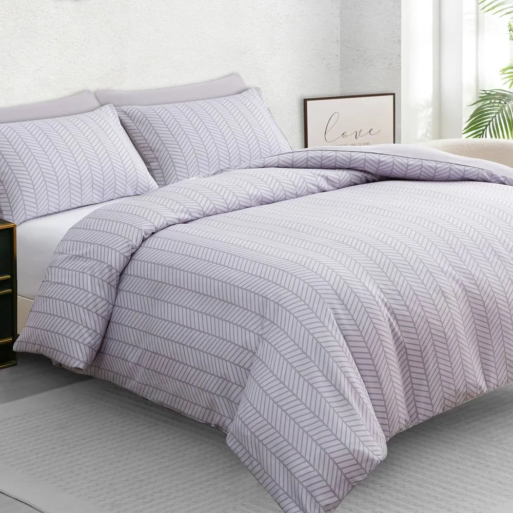 Grace Reversible Brushed Microfiber Duvet Cover Sets Hypoallegenic in Grey