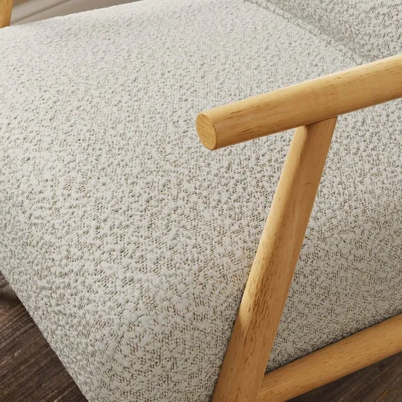 Alpine Boucle Spindle Wooden Arm Accent Chair 4
