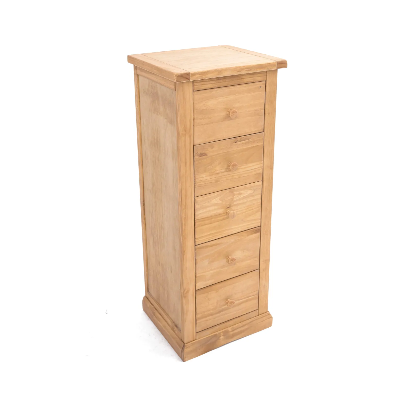 Cabinet Bits Lucca 5 Drawer Narrow Chest of Drawers Wood Knob in Light Brown 3