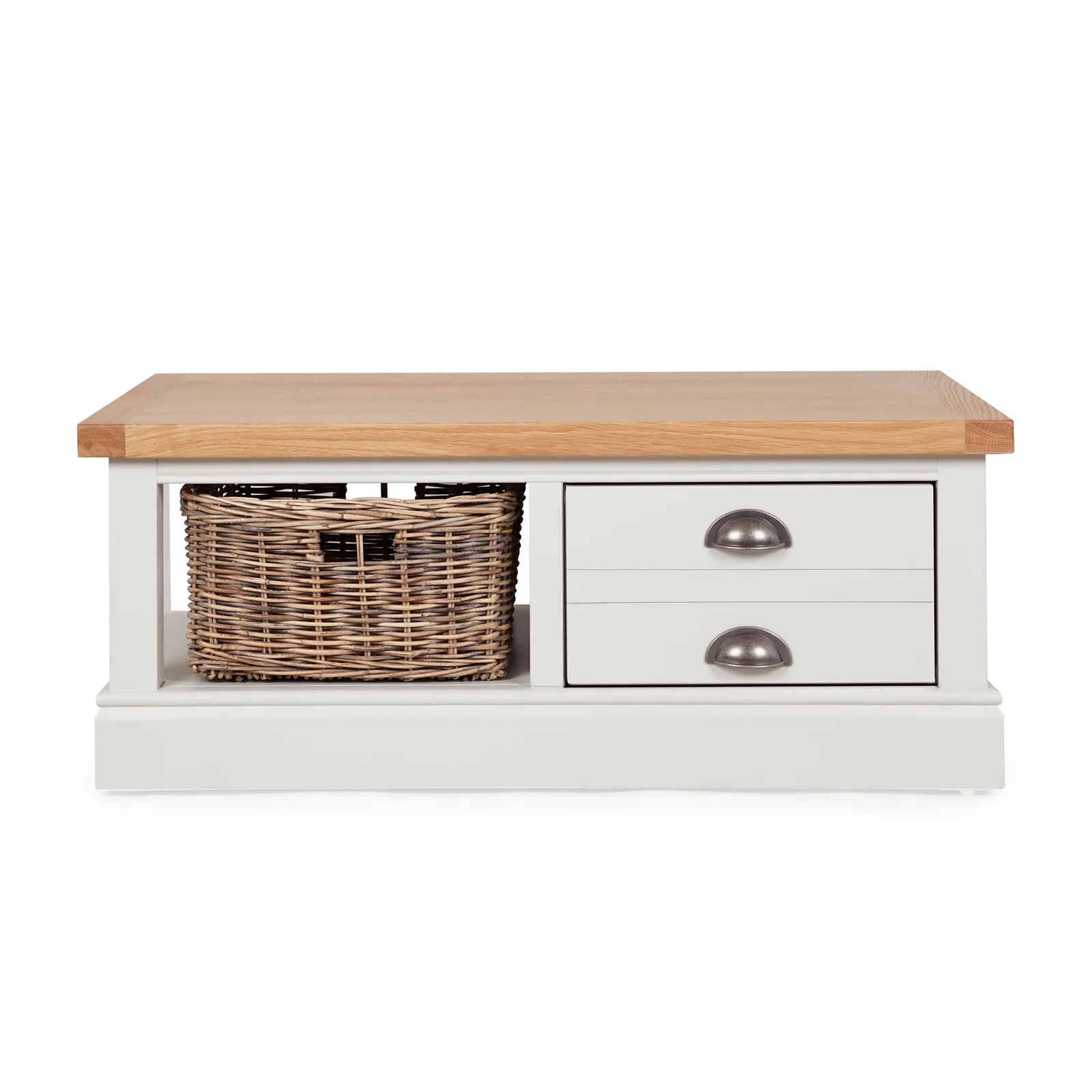 Compton Ivory Coffee Table with Baskets Cream and Brown