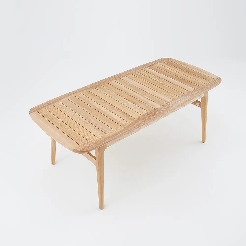 Mid Century Modern 6 - Person Rectangle Wood Outdoor Patio Dining Table in Natural