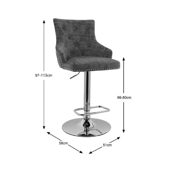 Selena Adjustable Height Swivel Bar Stool, Velvet 6