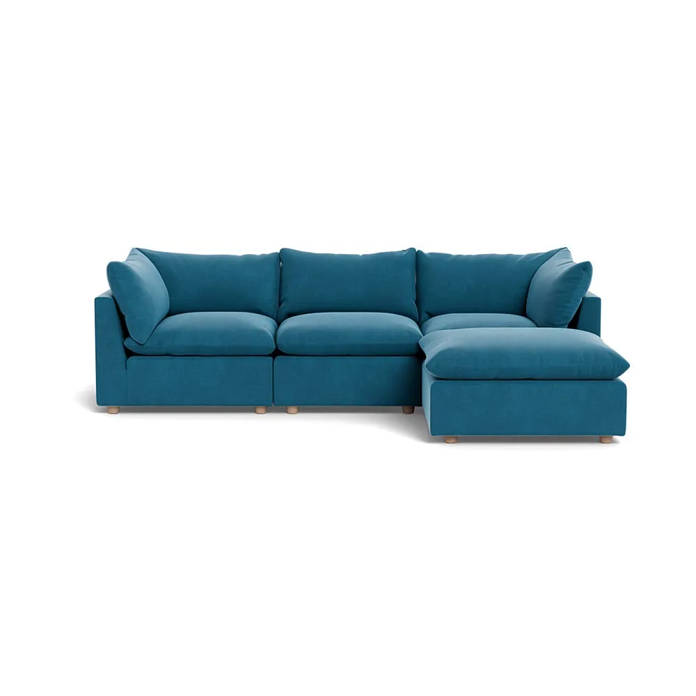 Heal's Astrid Right Hand Facing Corner Sofa Smart Velvet Ocean Natural Beech Feet 1