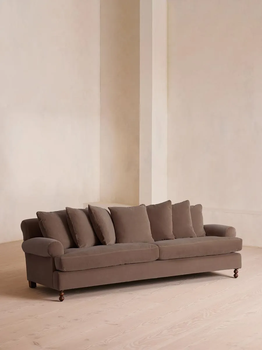 Audrey Four Seater Sofa, Velvet, Taupe