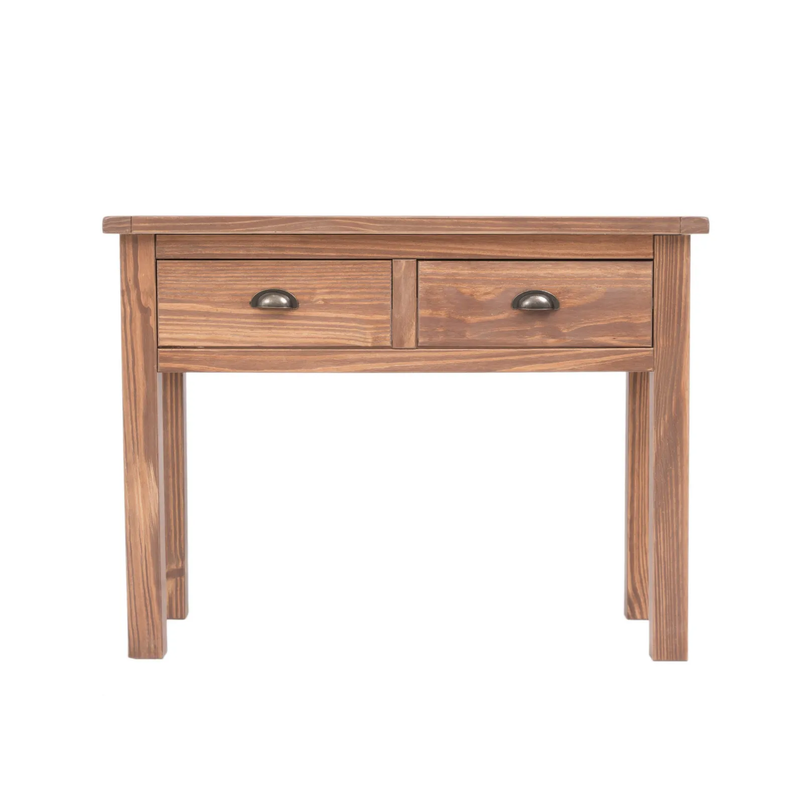 Cabinet Bits Padua Lacquered 2 Drawer Console Table Brass Cup Handle in Light Brown