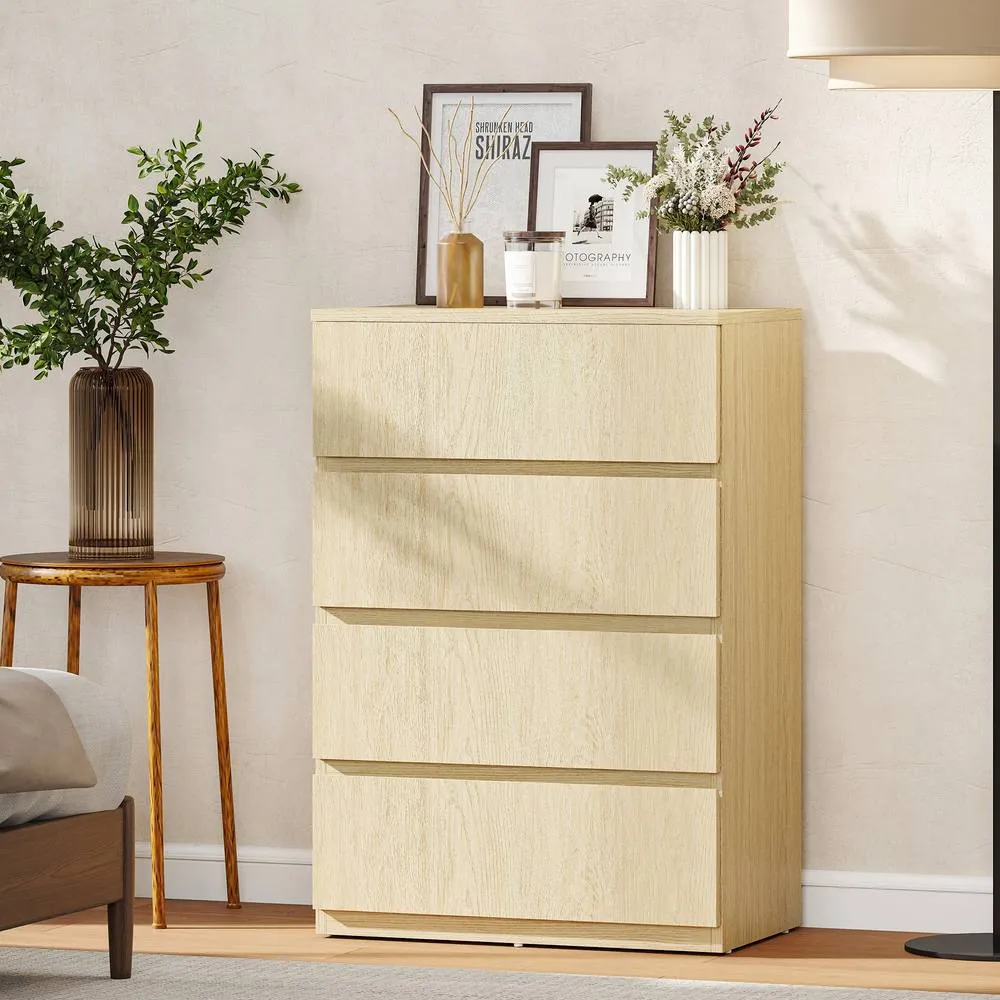 HOMCOM Bedroom Chest of Drawers, 4 Drawers Dresser, Drawer Unit in Natural White 6