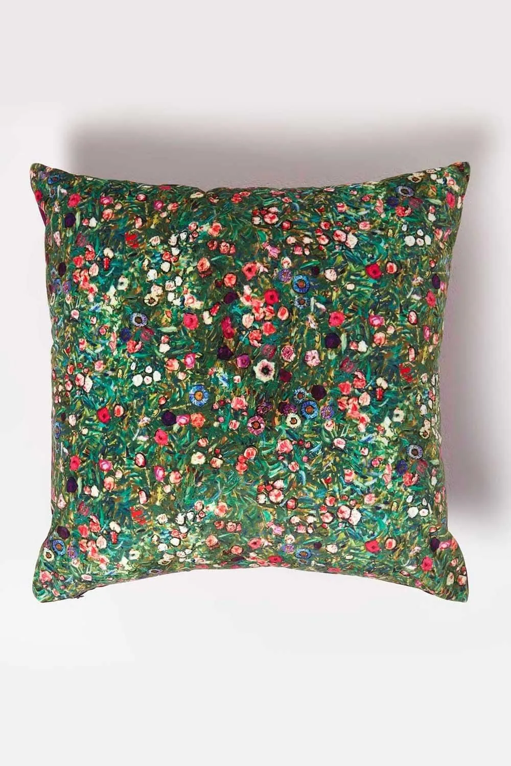 Homescapes Klimt's Italian Garden Filled Velvet Cushion 46 x 46 cm in Pink