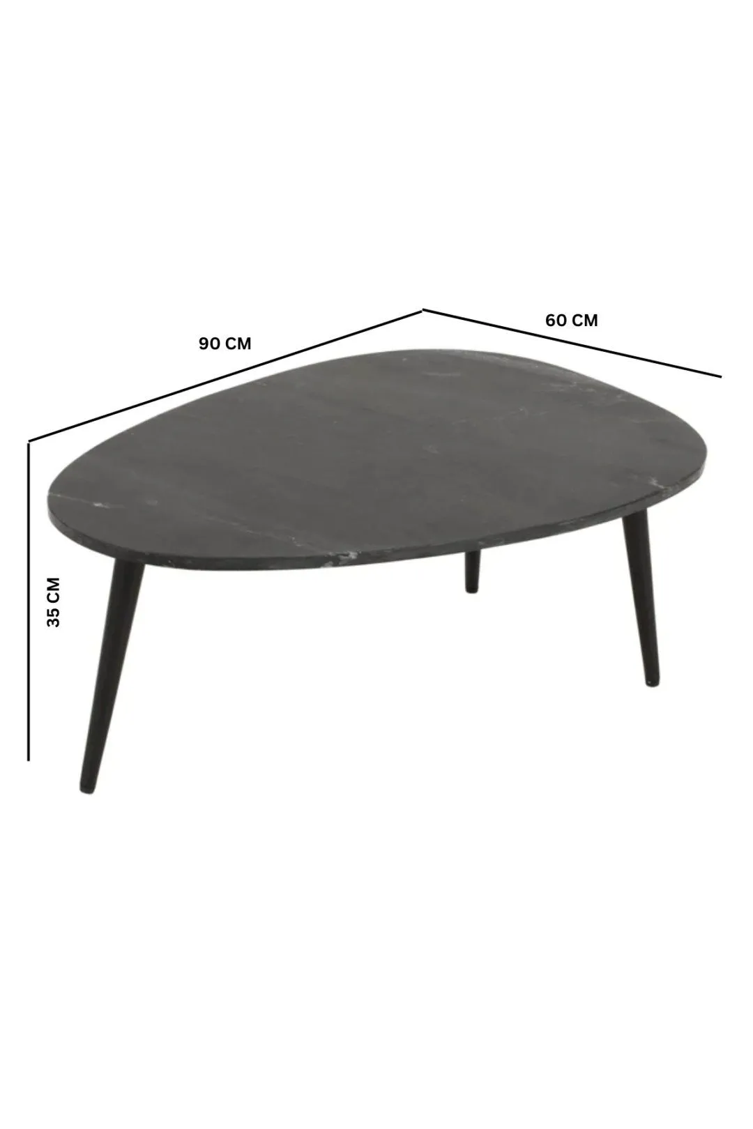 IH Design Tilden Coffee Table With Black Marble Top & Metal Legs in White 5