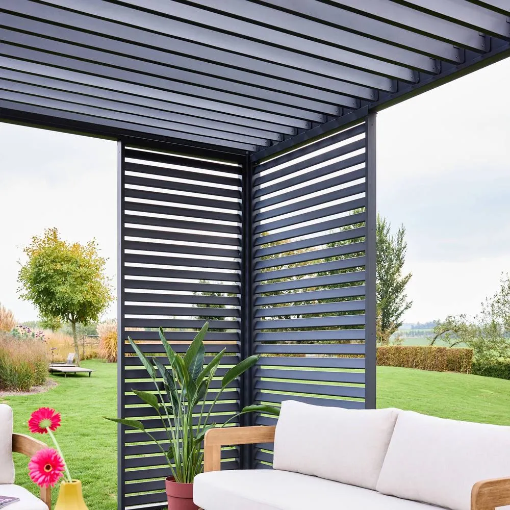 sweeek Louvered pergola Triomphe 3x4m + louvers 100cm + louvers 130cm in Dark Grey 4