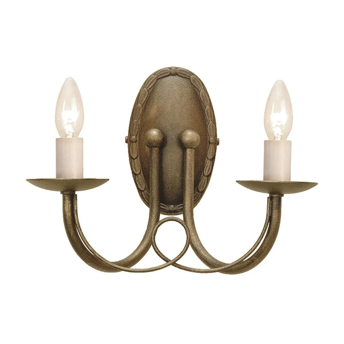 Netlighting Minster 2 Light Indoor Candle Wall Light Black Gold E14