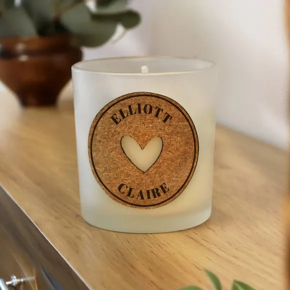 Personalised Heart Cork Label Candle Jar 2