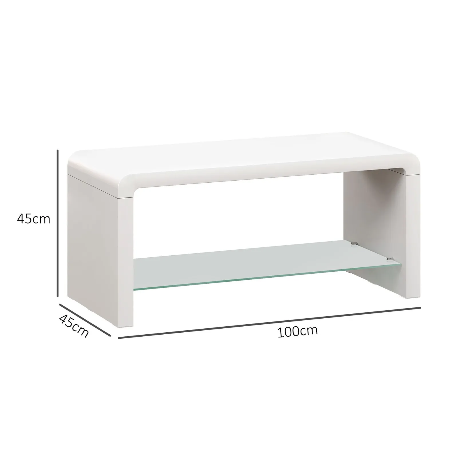 HOMCOM High Gloss Storage Coffee Table, Centre Table for Living Room, White 3