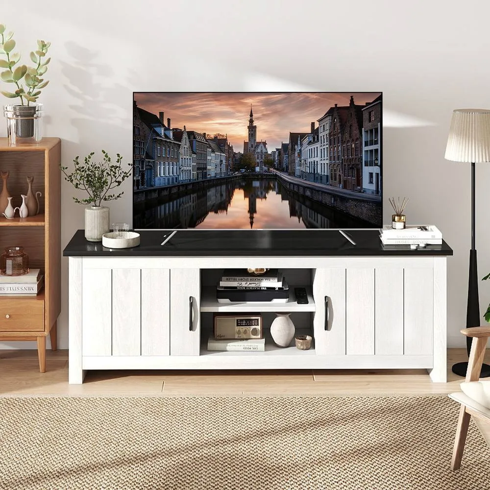 Costway TV Stand for TVs up to 65“ 145 cm TV Console Table w/ 2 Cabinets 4