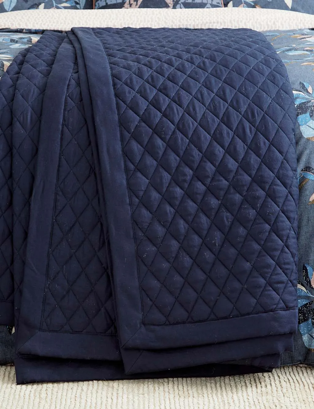 Bedeck of Belfast Pure Cotton Sutton Quilted Throw Navy